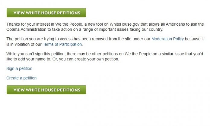 Petition_White_house_offline