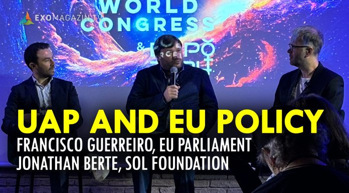 UAP und EU-Politik: Podiumsdiskussion beim Ufology World Congress 2024 UAP und EU Politik - Podium mit Francisco Guerreiro und Jonathan Berte