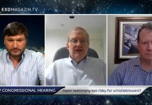 Geheimdienstexperten sehen geplante UFO-Kongressanhörung skeptisch James T. Lacatski und Colm A. Kelleher im Gespräch mit Robert Fleischer