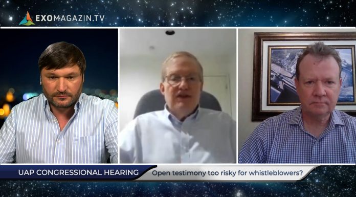 Geheimdienstexperten sehen geplante UFO-Kongressanhörung skeptisch James T. Lacatski und Colm A. Kelleher im Gespräch mit Robert Fleischer